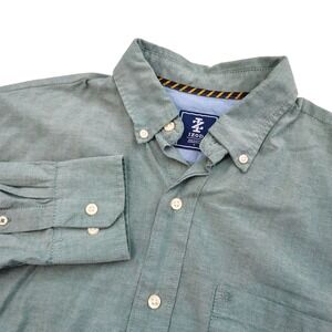 IZOD Men's Button Down Long Sleeve Shirt‎ Medium Green Cotton Blend Casual